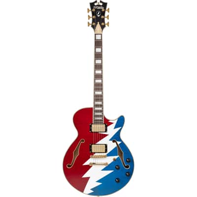 D'Angelico Grateful Dead Premier SS Semi-hollowbody Electric Guitar - Red, White, and Blue Lightning Bolt image 3