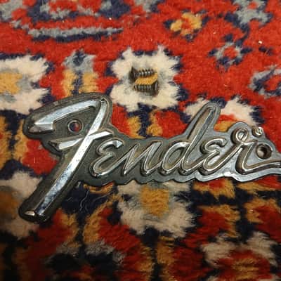 Fender 70s Vintage Steel Logo Badge Emblem No Underline Chrome/Black image 1