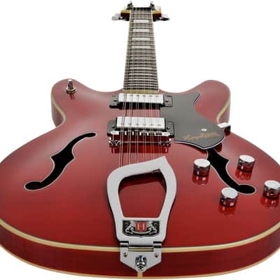 Hagstrom HSVIDLX1204 Electric Guitar, Viking DLX, Wild Cherry Transparent, 12-stri ng image 2
