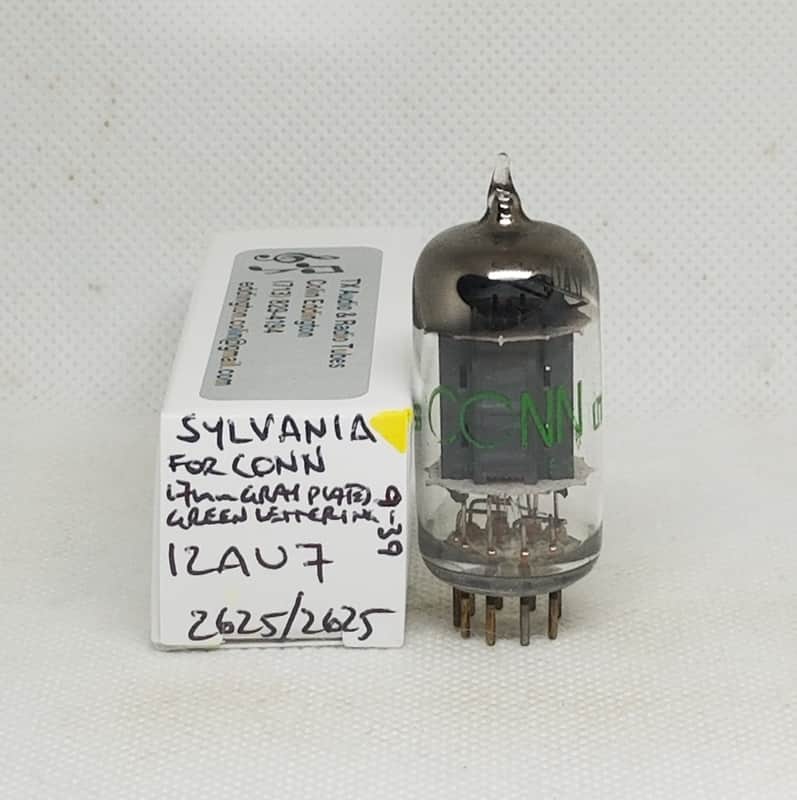 Sylvania Made For Conn 12AU7 Long Gray Plate Perfectly Balanced Single NOS 12AU7A ECC82 image 1