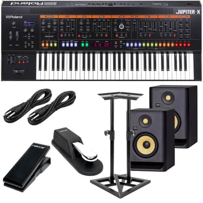 Roland JUPITER-X Synthesizer, (2) KRK RP5G4 Monitor, Monitor Stands, Sustain Pedal, Nektar NX-P, (2) 1/4 Cables Bundle
