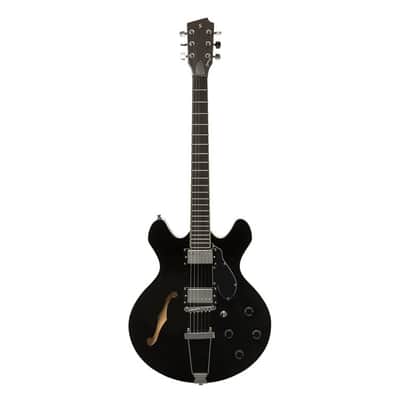 STAGG Electric Guitar Silveray Series 533 Model With Chambered Maple Body Black semi-hollow image 7