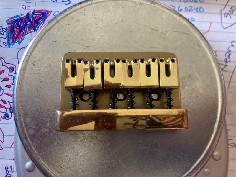 DiMarzio Pat. Pend. Brass Hardtail Stratocaster Bridge Vintage 1980s - Brass / Gold image 1