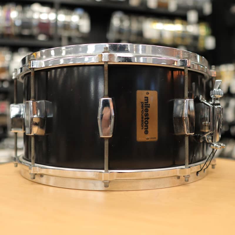 Vintage Milestone Percussion 7x14" Fiberglass Composite Snare Drum (Black) image 1