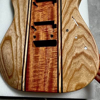 Mahogany Satin Handcrafted 9-Piece Guitar Body Ash &  Natural Wood Grain image 2