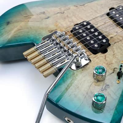 10.5mm Headless Electric Guitar Bridge Chrome Brass Block Saddle Hardened Steel Plate 2 point tremolo bridge for Fanned-fret 6 String Headless Electric Guitar Replacement parts image 7