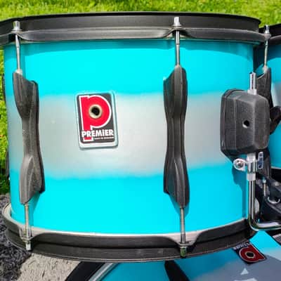 90's-00's Premier Teal/Silver Duco 6PC Drum Set image 10