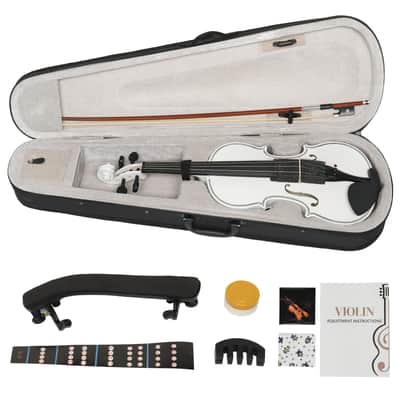 🎅🎄 For Pros and Beginners! Arctic White Violin +Case/Bag +Bow +Wax image 2