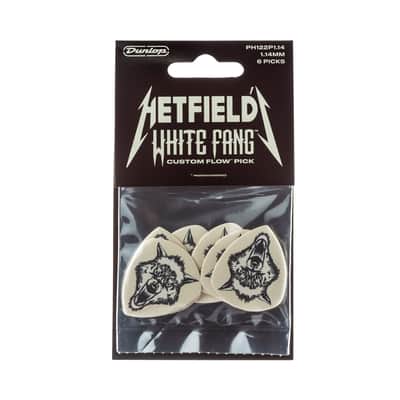 Dunlop PH122P114 James Hetfield White Fang Custom Flow 1.14mm Guitar Picks (6-Pack) - White