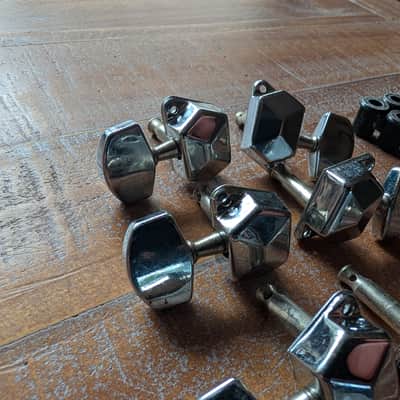 JinHo 3+3 Vintage Guitar Tuning Pegs Chrome Full Set image 5