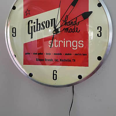 60's Style Gibson Guitars Round Light Up Clock Killer Cool Man Cave/Garage Accessory image 4