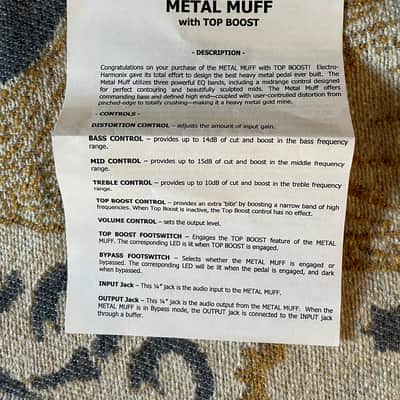 Electro-Harmonix Metal Muff Distortion with Top Boost 2006 - Present - Black image 3