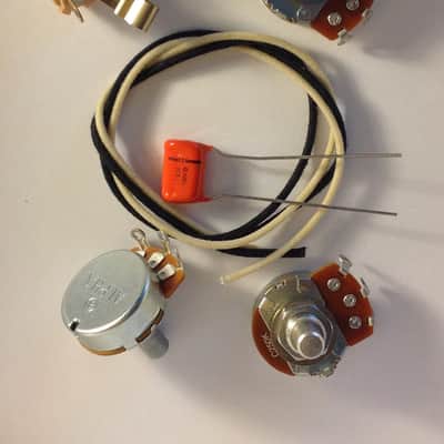 Lefty Wiring Harness Kit For J Bass US Spec Pots .1uf 225P NOS Orange Drop Cap image 1