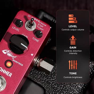 Donner Morpher Distortion Effects Pedal 3 Modes Natural Tight Classic 80s Metal (US Stock) image 4