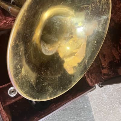Olds and Sons brand Mellophone, with case and mouthpiece, Made in USA image 6
