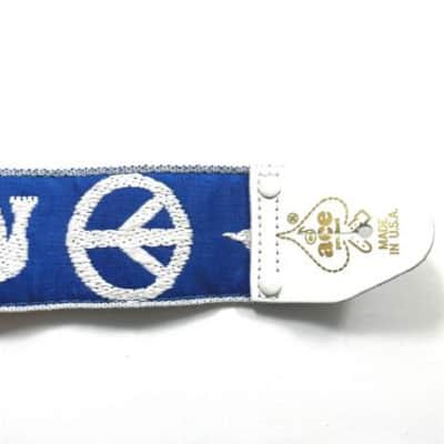 ACE 2" WOODSTOCK BLUE PEACE & DOVE GUITAR STRAP image 2