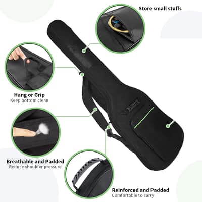 Bass Guitar Case, Bass Guitar Gig Bag 0.35" Waterproof Thick Padding Backpack Soft Electric Bass Guitar Bag Dual Adjustable Shoulder Strap Pocket & Back Hanger Loop Black image 3