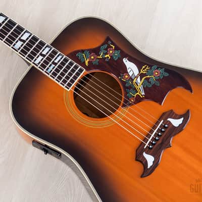 1991 Orville by Gibson Dove Vintage Sunburst Dreadnought Acoustic Electric Guitar w/ Case image 8