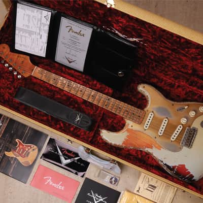 Fender Custom Shop Masterbuilt 1958 Stratocaster Heavy Relic 2020 - Heavily Aged Pale Sonic Blue Over Choc Faded 3-Tone Sunburst (Heavy Relic) image 13