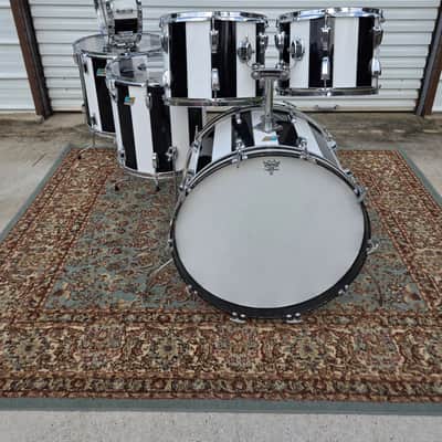1970s Ludwig Vistalite Pro Beat 6pc Shell Pack 13/14/16/18/24" w/ Matching 5x14" Snare Drum - Pattern (F) Black/White image 1