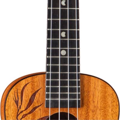 Luna Coral Uke Solid Mahogany Concert Ukulele w/ Etched Fish, Gig Bag, and Tuner image 8