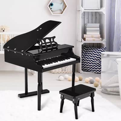 Kids 30-Key Baby Grand Piano Toy with Bench & Music Rack image 4