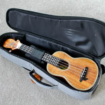 Big Island Ukulele Co. Solid Koa Deluxe Soprano Abalone Inlay KX-SPG W/ Carrying Case image 1