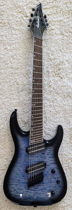 Jackson X Series Soloist Arch Top SLATX7Q 7-String Guitar, Trans Blue Burst DEMO image 1