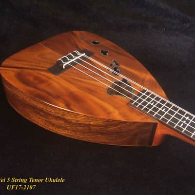 Handmade 5 String Tenor Ukulele, Solid Curly Acacia, The Islands Soundhole, Soft-bag, Bruce Wei UF17-2107 image 2
