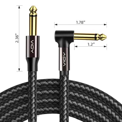 VIOY Guitar Cable 15 ft/5 M, Instrument Right Angle Cables, 6.35 mm (1/4) TS Unbalanced Mono Jack Guitar Amp Cord for Electric Guitar, Bass, Keyboard, Electric Mandolin image 2