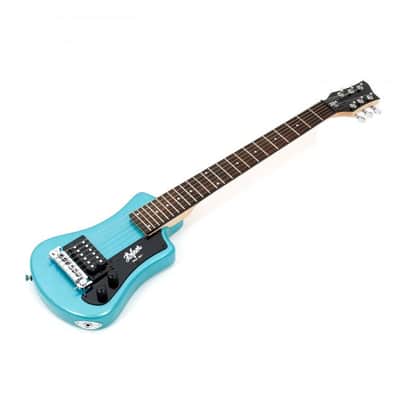 Hofner HOF-HCT-SH-BL-O Shorty Electric Travel Guitar - Blue - with Gig Bag image 3