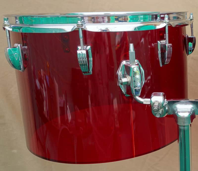 LUDWIG VISTALITE 70's VINTAGE DRUM CONCERT TOM RED 14" XLNT~ONE DRUM ONLY image 1