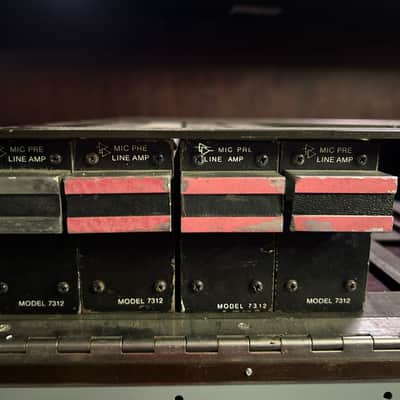 API 7312 1970s microphone preamp (x4) with rack and 2 power supplies image 3