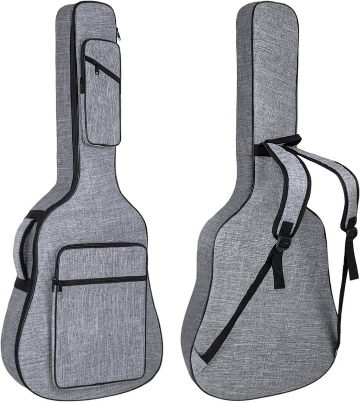 Acoustic guitar case, 39 40 41 Inch Acoustic Guitar Bag 0.45 Inch Thick Padded Gig Bag with Neck Strap, Acoustic Guitar Backpack Case with Reinforced Handles and Pockets, Grey image 1