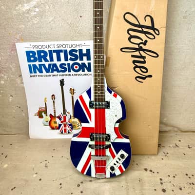 NOS Hofner HI-BB-UNJK Ignition Violin Bass with Union Jack UK Flag ~2014 image 2
