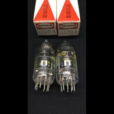 MATCHED PAIR RAYTHEON 6U8A Black Plate Vintage Vacuum Tubes TESTED 8.9666 image 2