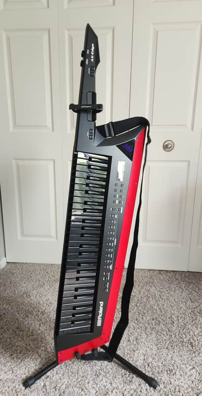 Roland AX-Edge 49-Key Keytar Synthesizer Black / Red (With SKB Hard-shell case and Stand) image 1