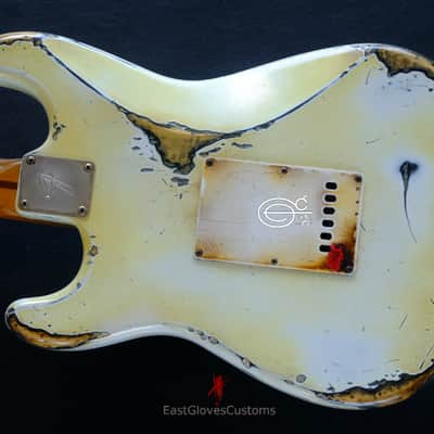 Squier Stratocaster Vintage White HSS Made in USA Aged Relic by East Gloves Customs (RARE) image 10