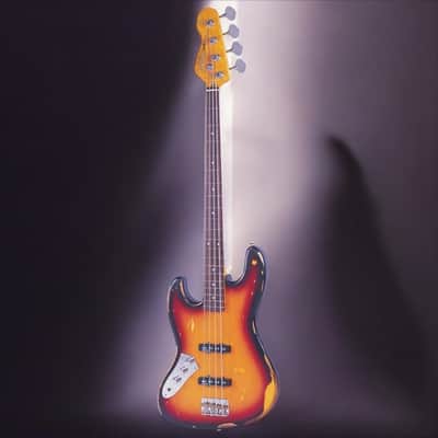 Vintage LV74MR-JP Icon Series Fretless Left-Handed - Sunset Sunburst image 2