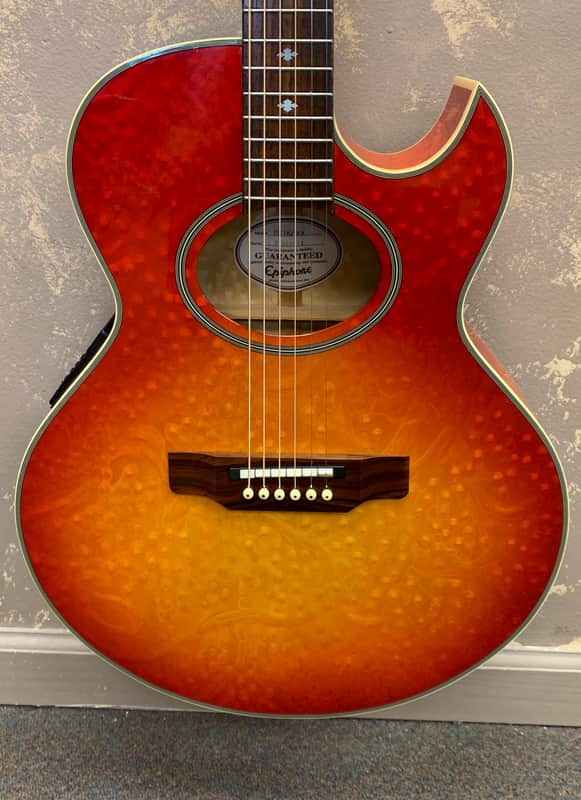 1997 Epiphone PR7E/HS Cherry Sunburst Acoustic-Electric Guitar