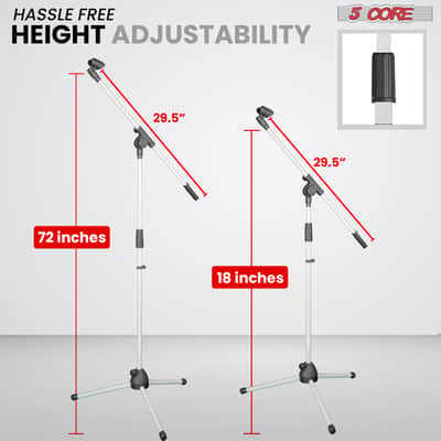 5 Core Mic Stand Floor 4Pc Adjustable 72" Tripod Microphone Stands w Telescoping Boom Arm Bild 3