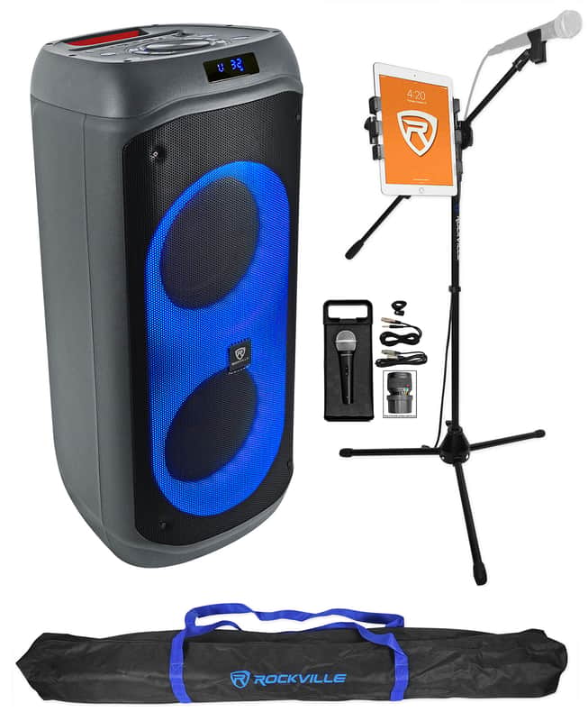 Rockville BASS PARTY 8 Karaoke Machine System Party Speaker+Mic/Tablet Stand image 1