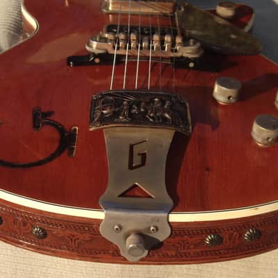 Immagine Gretsch ROUNDUP 6130 1955 - Orange "G" brand & All Western features Cactus & Cowboy Leather bound body - 5