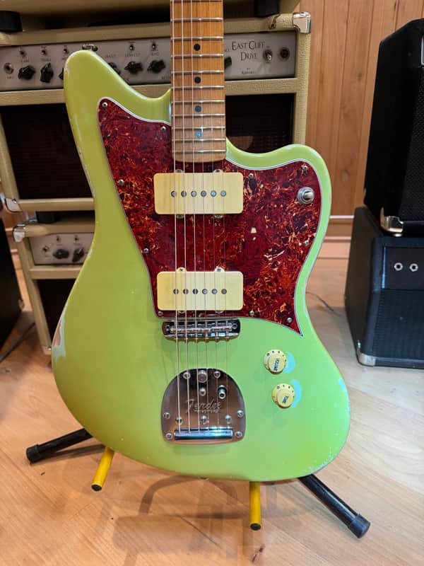 Fender-Wolf Jazzmaster 2020, Maui Green, USA, 7 Lbs 15 oz. Hand wound Alnico, killer “C” neck, tortoise guard, Kluson Tuners and you’ll love this one! image 1
