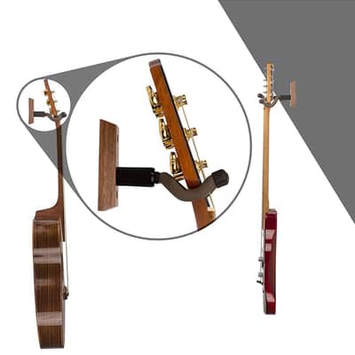 NEW Universal Guitar Hanger Stand Black Walnut Wood with Wall Hook New image 2