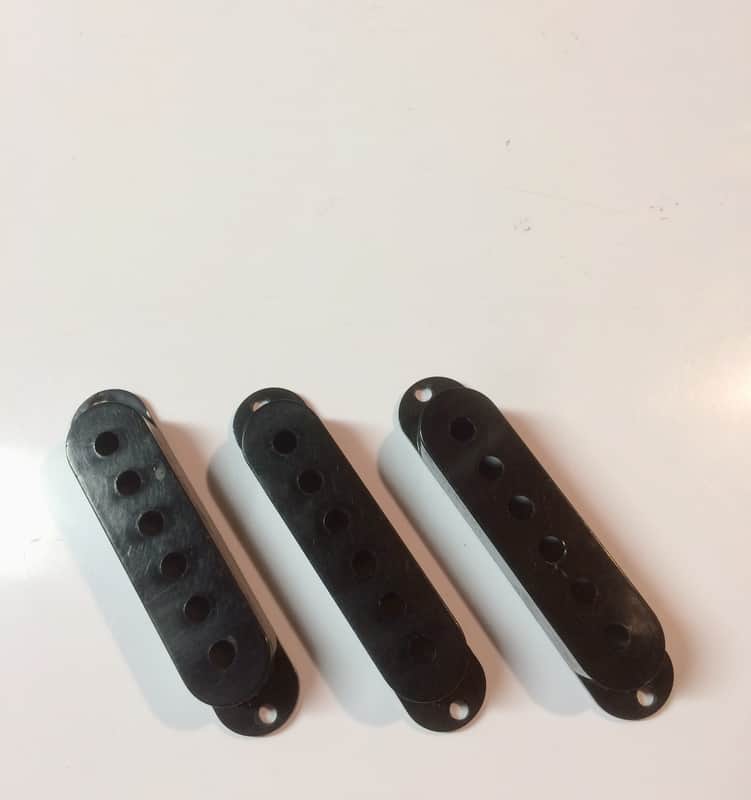 Stratocaster Style Narrow Pickup Cover Set Aged Black image 1
