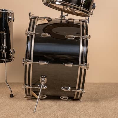 1970s Slingerland Black Chrome Drum Set 14x24 9x13 and 16x16 image 10