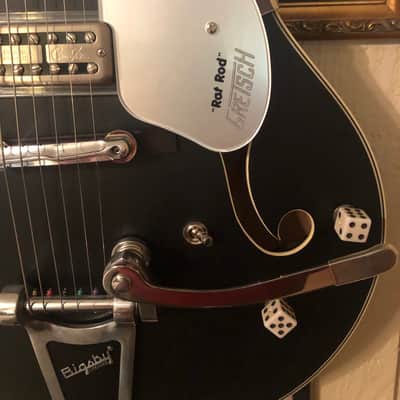 LOADED & CUSTOM” GRETSCH HOT RODDED / RAT ROD 5410t Matte Black … “MINT” … Korean made w/ Quality USA UPGRADES !!! / tvjones Brian Setzer Pups & tvjones wire harness / Tru-Arc Bridge / Quality Grover Locking tuners & high quality Gretsch Case image 5