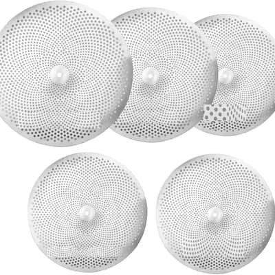 Low Volume Cymbal Set, White Stainless Steel, 5-Piece Practice Drum Cymbals with 14-inch Hi-Hats, 16-inch Crash, 18-inch Crash Ride, 20-inch Ride image 1