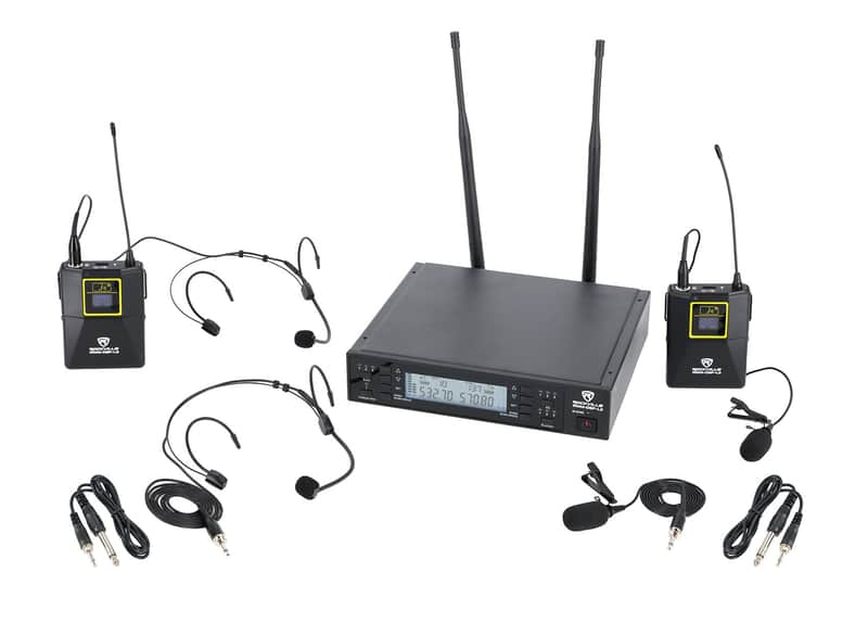 Rockville RWM-DSP-L2 Dual Lapel+Headset UHF 200Ch Microphone System DSP Control image 1